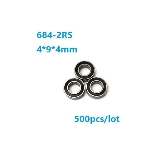 500pcs/lot 4x9x4mm 684RS 684-2RS 684 RS 2RS Miniature mini ball bearings 4*9*4mm Deep Groove Ball bearing