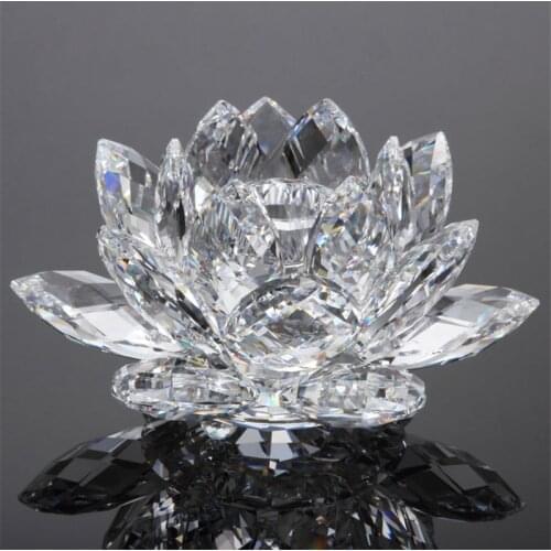 80mm Quartz Crystal Lotus Flower Crafts Glass Paperweight Fengshui Ornaments Figurines Home Wedding Party Decor Gifts Souvenir