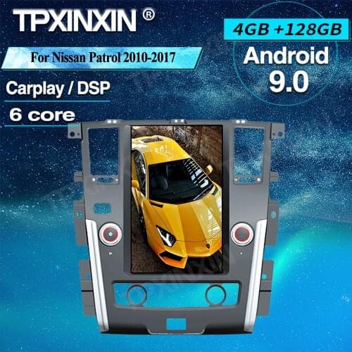 For Nissan Patrol 2010-2017 Tesla Style Silver Android 9.0 4+128G Car GPS Navigation Vertical Screen Autoradio Multimedia Player