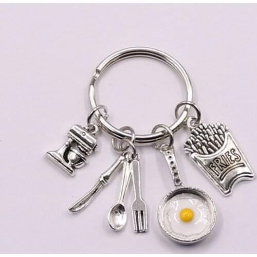 Hot Omelette Chef Keychain Creative Kitchenware Coffee Cup Keychain Man Woman Jewelry Accessorie Gift Souvenir DIY Handmade