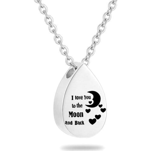 Teardrop Stainless Steel Memorial Locket Necklace Cremation Urn Jewelry For Ashes Of Loved Ones Keepsake