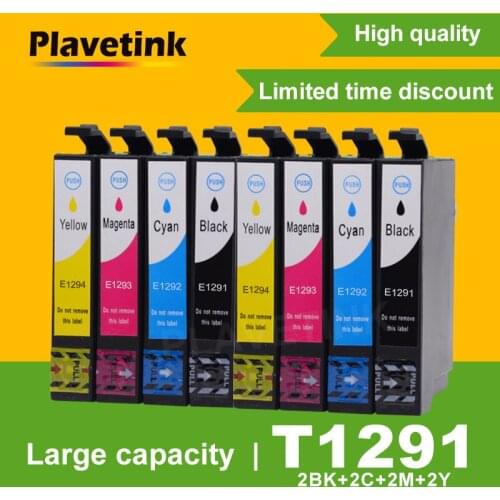 Plavetink 2 Set T1291 Full Ink Cartridge Compatible For Epson Stylus SX230 SX235W SX420W SX425W SX430W SX435W SX438W 4 Color