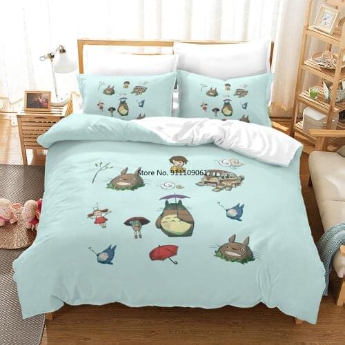 For Kids Gifts Boy Bedroom Bedding Set My Neighbor Totoro Cartoon Printed Duvet Cover Sets Linens Full Queen King Size