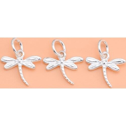 S925 small sterling silver dragonfly pendant pendant diy jewelry accessories, beaded bracelet crystal accessories
