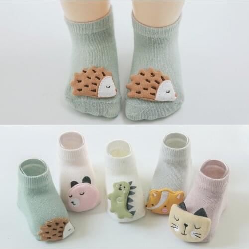 Summer Autumn Cute Cartoon Baby Socks Cotton Animal Design Children Socks Anti-slip Newborn Kids Socks Accessories 0-3Y