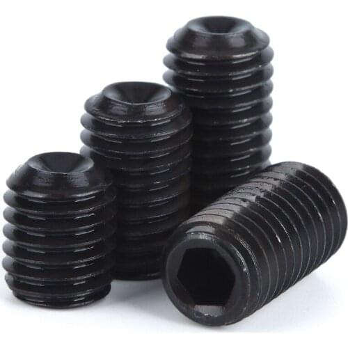 M4x3-45mm Black Oxidized 12.9 Grade Alloy Steel Allen Socket Cup Point Grub Scerw DIN916 For Car Model DIY