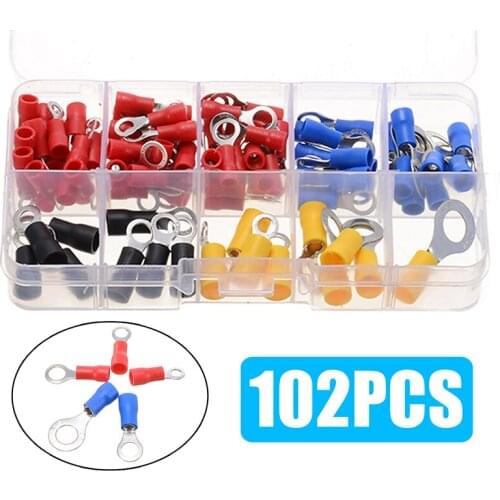 102pcs High Quality Ring Terminal Connector Insulated Copper Wire Connecter Electrical Crimp Terminal Cable Wire 0.5mm-6mm