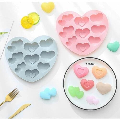 Cute Heart Shape Cake Mold Reusable Assorted Shaped Silicone Chocolate Mold DIY Baking Tools Accessories