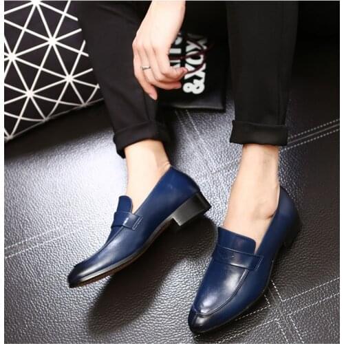 Fashion classic style Mens Pointed Toe Dress Slip On Shoes Quality Leather Casual Loafers Formal Oxford Shoes Chaussures Hommes