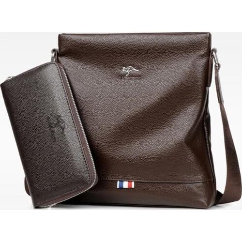 Men Sling Tote Bags Set Men Sling+Wallet+Belt Optional Cross Body Shoulder Bag Soft Leather Messenger Bag Male Cross Body Slings