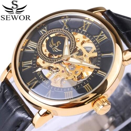 2017 New luxury brand mechanical watches men Leather strap fashion casual mens wrist watch waterproof relogio masculino