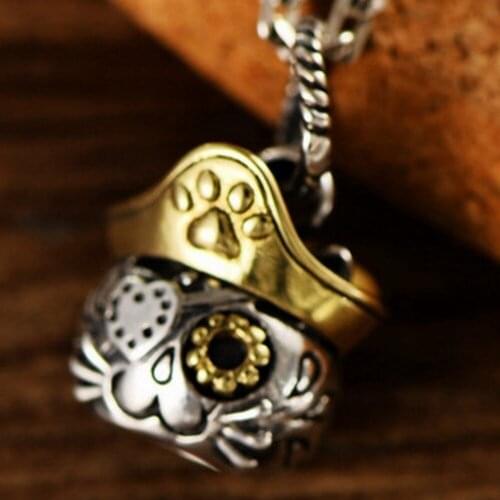 New S925 pure silver jewelry retro Thai silver pendant woman cute little hat cat woman silver pendant