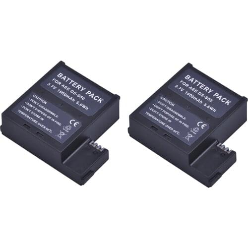 PowerTrust NEW 2x 1500mAh DS-S50 DSS50 S50 Replacement Battery Accu for AEE D33 S50 S51 S60 S71 S70 Camera