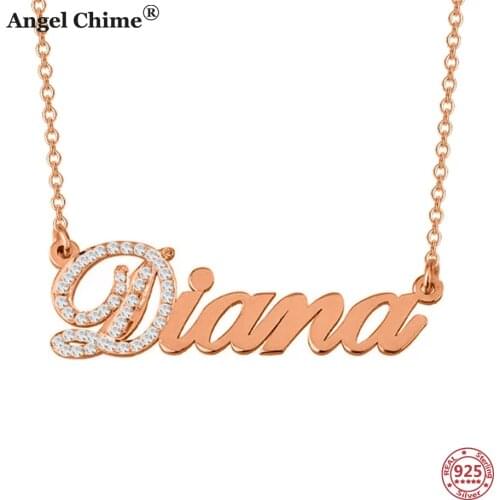 Angel Chime Customize Name Necklaces 925 Sterling Silver DIY Name Necklace Pendant Personalize Letter Jewelry Couples Mom Gifts