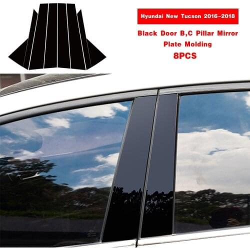 PCMOS Door B,C Pillar Mirror Plate Molding Trim Stickers Fits For Hyundai Tucson 2016-2018 Exterior Parts Chromium Styling