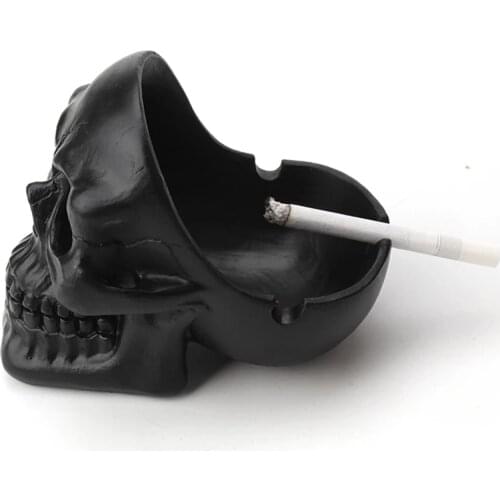 Retro Ashtray Resin Skull Sculpture Container Ornament Crafts Tobacco Ash Box Man Gift Home Office Bar Desktop Decoration Gagets