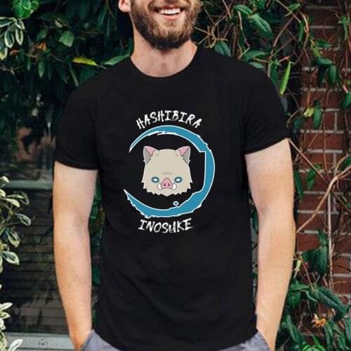 Cool Demon Slayer Inosuke Graphic T Shirt Mysterious Tengu Mask Printed Tops Harajuku Streetwear Cotton Casual Tee Manga Clothes