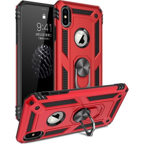Luxury Armor Shockproof Case For iPhone XR XS Max X Silicone Bumper Hybrid Case For iPhone 6 6s 7 8 Plus SE 5S Metal Ring Cover