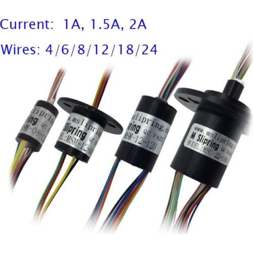 Free Shipping Conductive Slip Ring Collecting Ring 4/6/8/12/18/24 Wires 1/1.5/2A Diameter 8.5/12.5/15.5/22mm