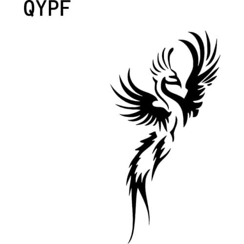 QYPF 8.1CM*15.8CM Animal Phoenix Flying Decals Car Sticker Black/Silver Vinyl Decoration Accessories C15-1041