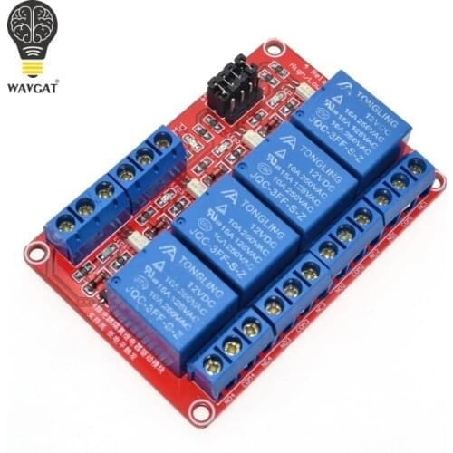 12V 4 Channel 4 Road Relay Module with Optocoupler Isolation Supports High and Low Trigger