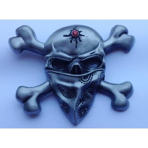 Skull Belt Buckle with pewter finish JF-BY51 suitable for 4cm wideth belt with continous stock free shipping