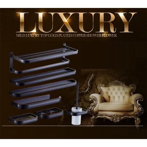 Luxury European style Antique Wall Mounted Black Brass Bathroom Wall Stand towel rack, shelf,storage,toilet Brush for Home