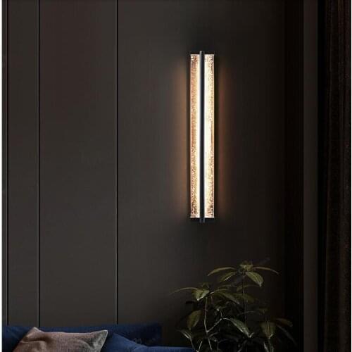 Light luxury crystal wall lamp Modern minimalist living room background wall aisle copper light Creative bedroom bedside lamps