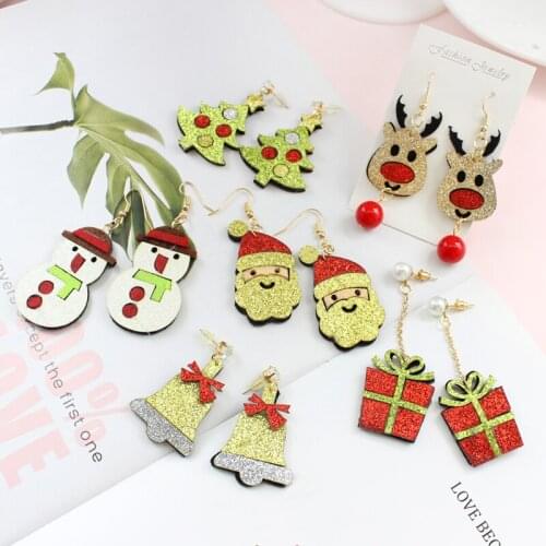 Nen Arrivel Christmas Day Earrings Cute Snowman Santa Claus Elk Christmas tree gift Small bell Pendant Earrings Jewelry