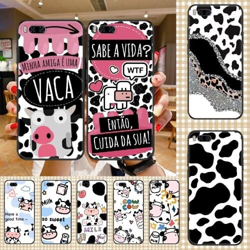 Cow Print White Phone case For Xiaomi Mi Max Note 3 A2 A3 8 9 9T 10 Lite Pro Ultra black tpu prime painting shell fashion funda
