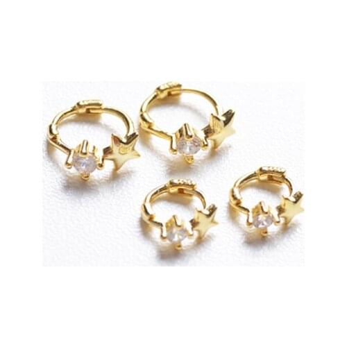 925 sterling silver earring Simple zircon star ear ring mini ear bone ear buckle cute trend wild classic girl silver ear jewelry