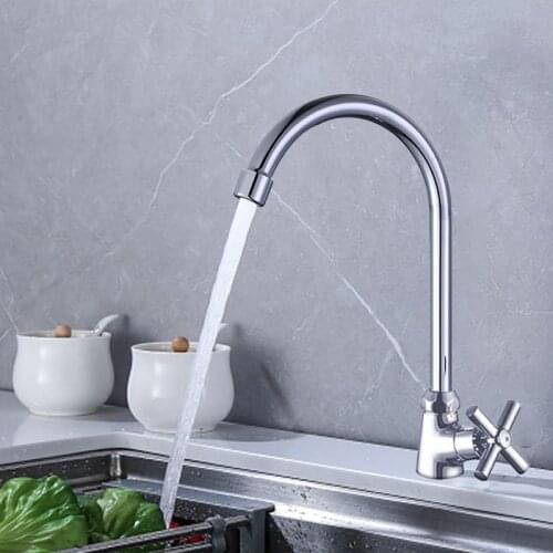 Cold Steel Wall Faucet Kitchen Mixer Table Top Sink Brass Water Tap Tall Basin Single Lever Bathroom Chrome Handles Outdoor 360