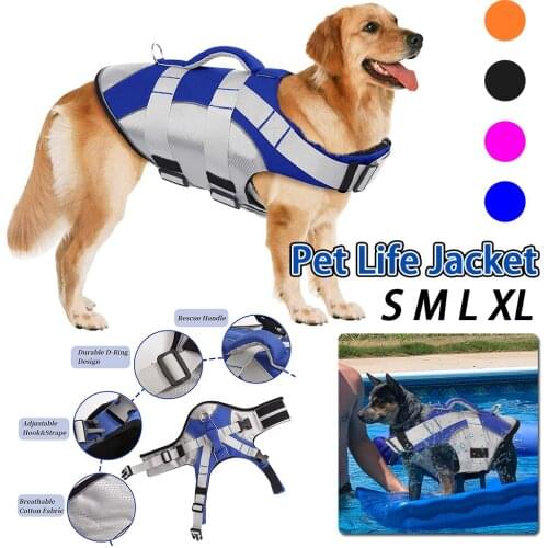 Pet Dog Life Jacket Safety Vest Dog Clothes Dog Swimsuit Outdoor Summer Dog Training Suit Oxford Reflective Breathable Bulldog