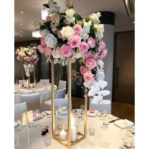 Wedding flower stand Metal Gold Color Flower Vase Table Column for Wedding Centerpiece Decoration