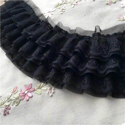 Trendy Three-layer Chiffon Pleated Ruffled Lace Childrens Doll Fluffy Skirt Toy Pet Bib DIY Sewing Decoration Accessories Renda