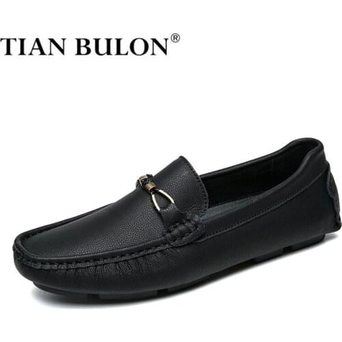 Genuine Leather Men Casual Shoes Brand 2019 Italian Slip on Mens Loafers Moccasins Soft Breathable Driving Shoes Chaussure Homme