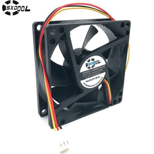 Computer cooling fan 80mm 12V SXDOOL SXD8025S12M 80*80*25mm DC Brushless cooler 0.25A(rated 0.35A) 3P server inverter PC case