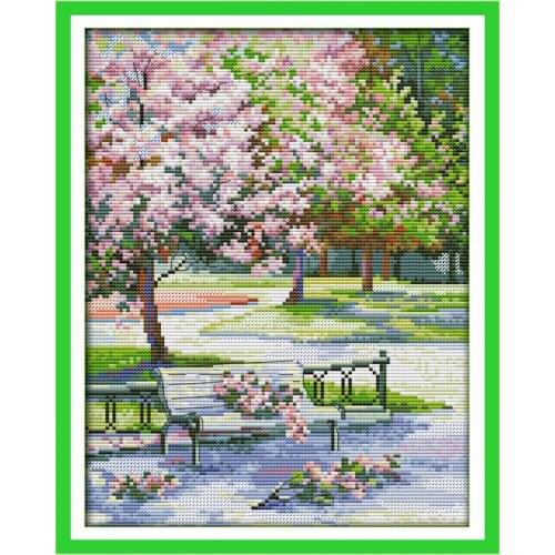 Needlework, The Spring in The Park Counted Cross Stitch 11CT 14CT landscape Cross-stitch Kits Embroidery Stitch