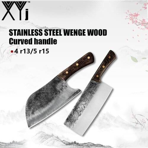XYj 8 Inch Meat Cleaver Handmade Forged Butcher Chopping Knife Multi-Function Traditional Knife Kitchen Slicing Cutting Tool