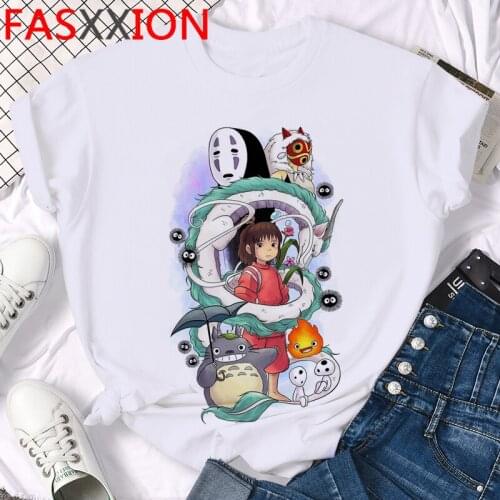 Studio Ghibli Spirited Away Hayao Miyazaki Kawaii Print T-shirt Women Harajuku Aesthetic Tshirt Y2K Tops Anime Female T Shirt