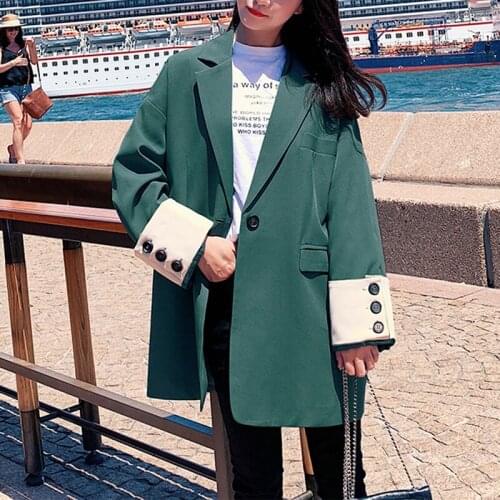 Green Large Plus size Suit Women Female Basic Coat 2019 Blazer Jacket Outwear Autumn Casacos Femininos Lady Clothes Oversized