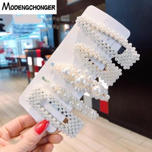 1Set New Elegant Pearl Hair Clips Sweet Hairgrips Hair Ornament Hairpin Barrettes Headband Fashion Women Girls Hair Accessories