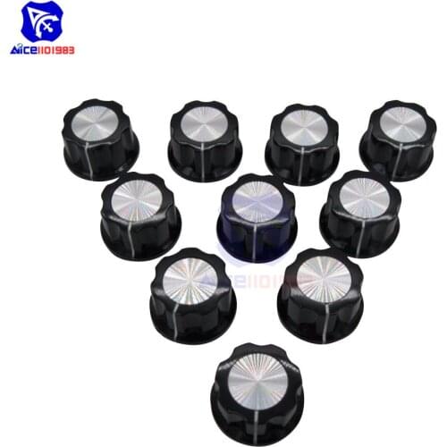 10PCS/Lot Insert Dia. 6mm Knurled Shaft 16mm Width x 12mm Height Rotary Potentiometer Cap Switch Control Knob