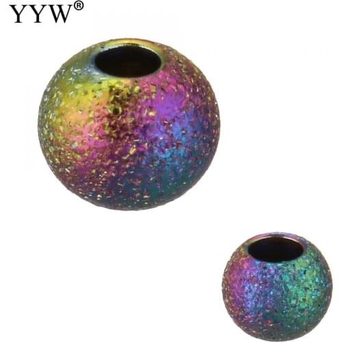 100PCs/Lot Multi-Colored Stainless Steel Beads European Ball Big Hole Fits For DIY Charm Bracelets Jewelry 2mm Hole