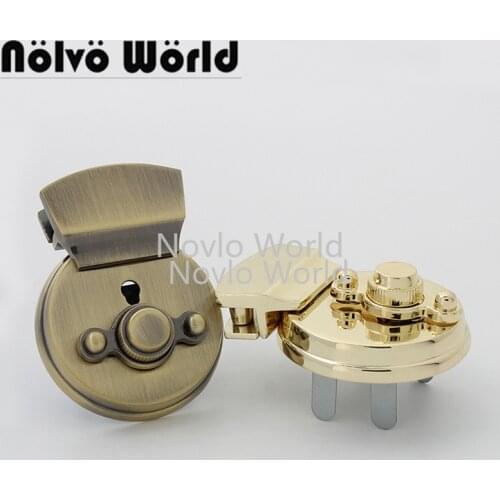 2-10pcs 5 colors 48*38mm round twist turn latch lock clutch purse handbag Bag lock with key