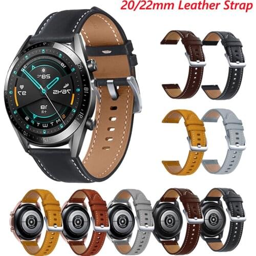 22 20mm Wristband For Huawei Honor Magic2 GT 2/42 Straps Samsung Galaxy Watch 3 45/46mm Leather Correa Amazfit PACE GTR Bracelet