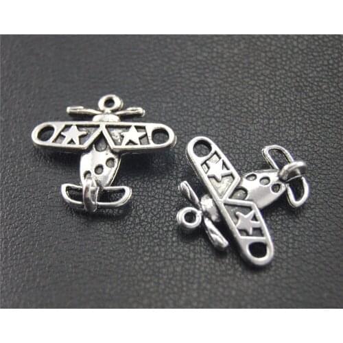30pcs Silver Color Mini aircraft Charm DIY Necklace Bracelet Bangle Findings 15x17mm A1748