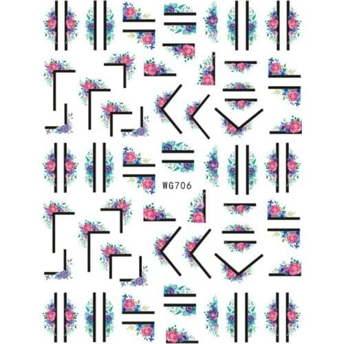 1pcs Abstract Flower Geometrical Line 3D Stickers for Nails Decoration Manicure Mixed Sliders Foil Nail Decals