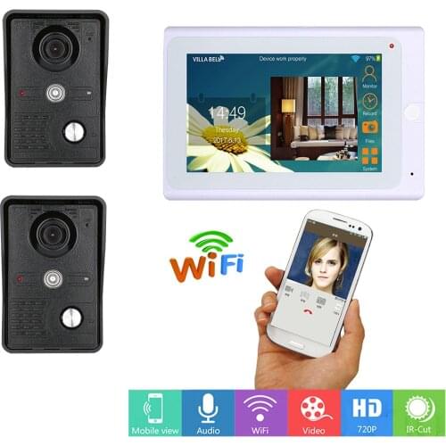 7inch Wired Wifi IP Video Door Phone Doorbell Intercom Entry System with 2PCS IR-CUT HD 1000TVL Camera with recording function