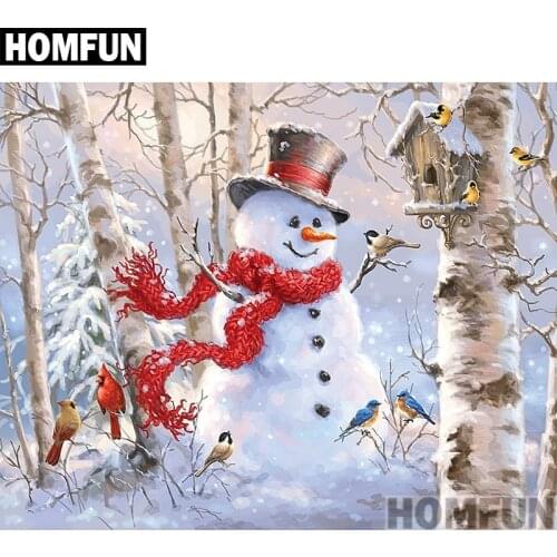 HOMFUN Full Square/Round Drill 5D DIY Diamond Painting "Christmas Snowman" 3D Embroidery Cross Stitch 5D Decor A00839